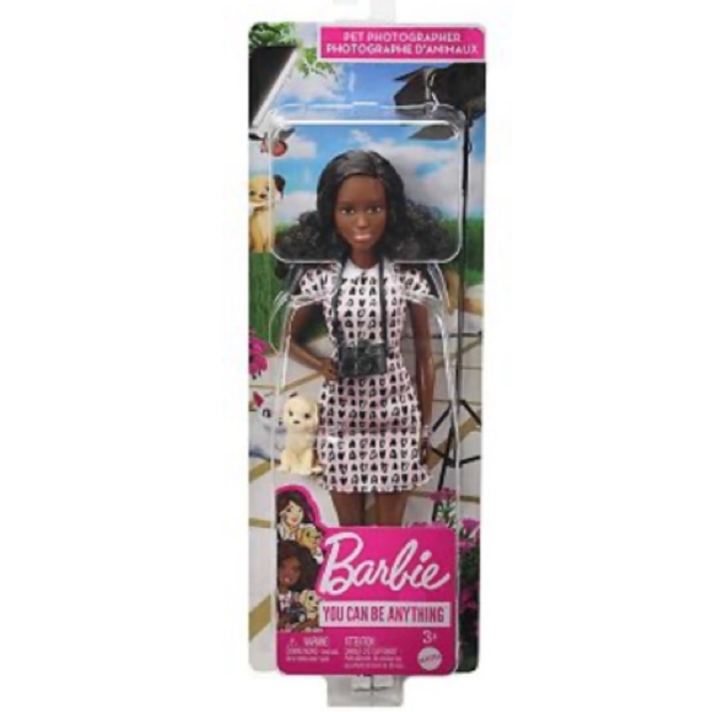 Barbie® 12-Inch Brunette Photographer Doll Camera Accessory & Puppy Figure NIB